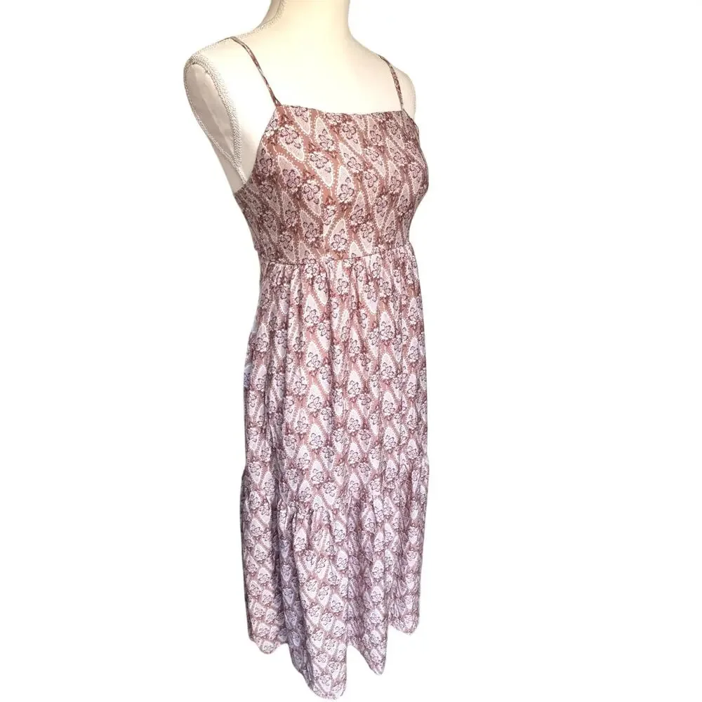 By the River Maxi Dress Empire Waist Pink & White Floral Print Women's Small - Picture 3 of 11